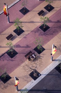 Birdseye View Birdseye view of paved concourse at Sydney Olympic Park, Homebush NSW
