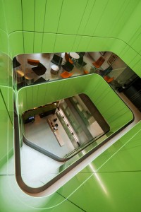 CCIA Stairwell Stairwell at the Lowy Cancer Research Centre on the UNSW campus, Randwick. This building is the headquarters of the Children's Cancer Institute Australia