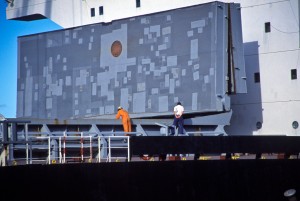 Freight Hatch Inspecting the cargo hold of a freight ship at Port Kembla dock