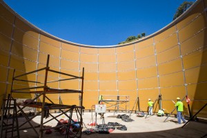 Inside Tank onstruction of a large tank for the SITA Australia advanced waste treatment plant at Jack's Gully NSW. Constructed in 2008, the facility was the first of its kind in Australia and one of the first in the world.