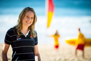 Lifesaver odie Thomas is a graduate of UTS's Sport Leisure & Tourism course and is seen here working with Sydney's surf lifesavers on Newport Beach.