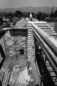 Log House Construction of a log house at Santa Barbara California. I was a carpenter on this project.