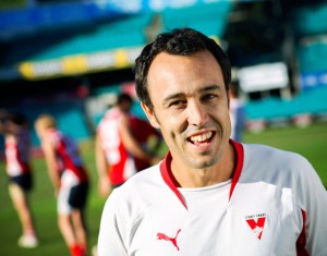 Swans Coach Matt pine, health and fitness coach for the Sydney Swans. Photographed here at the Sydney Cricket Ground. Matt is a graduate of UTS's Sport, Leisure & Tourism Course.