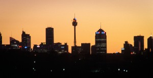 Sydney Skyline Sydney city skyline at dusk. Taken with a long telephoto lens from Marrickville.