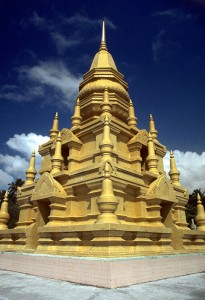 Thai Temple Laem Sor Pagoda at the end of Bang Kao Beach, on the southernmost tip of Koh Samui, Thailand