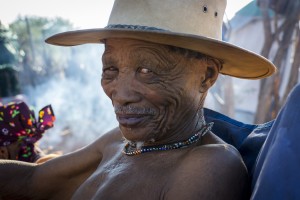 !Gubi !Gubi is a bushman with a proud tradition as a hunter-gatherer in Namibia. The "!" in his name denotes a click in a spoken word. The click speaking languages of Southern Africa are increasingly rare.